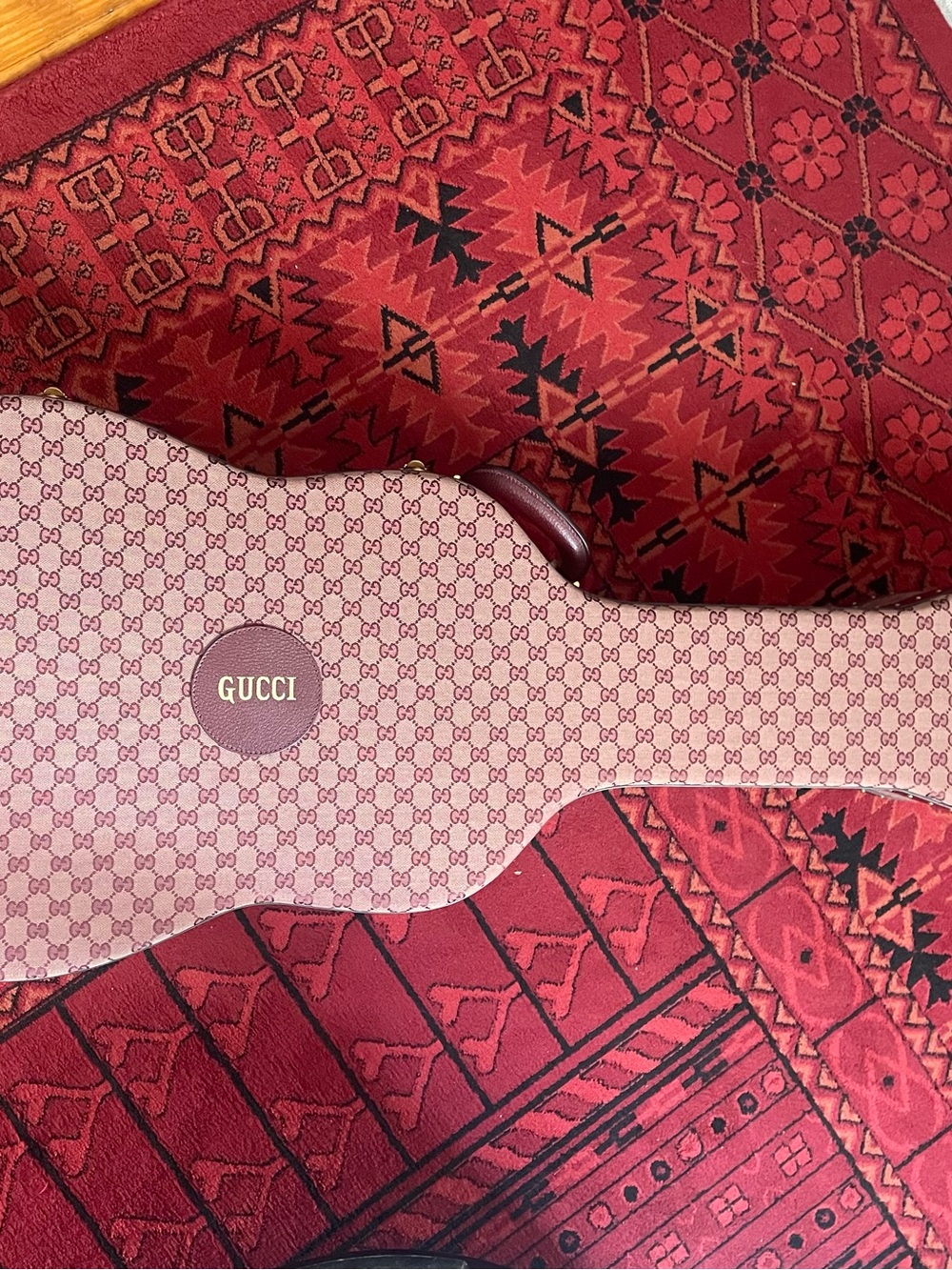 Gucci Pink Monogram Guitar Case Sleeve - Blush Pink & Burgundy Accents
